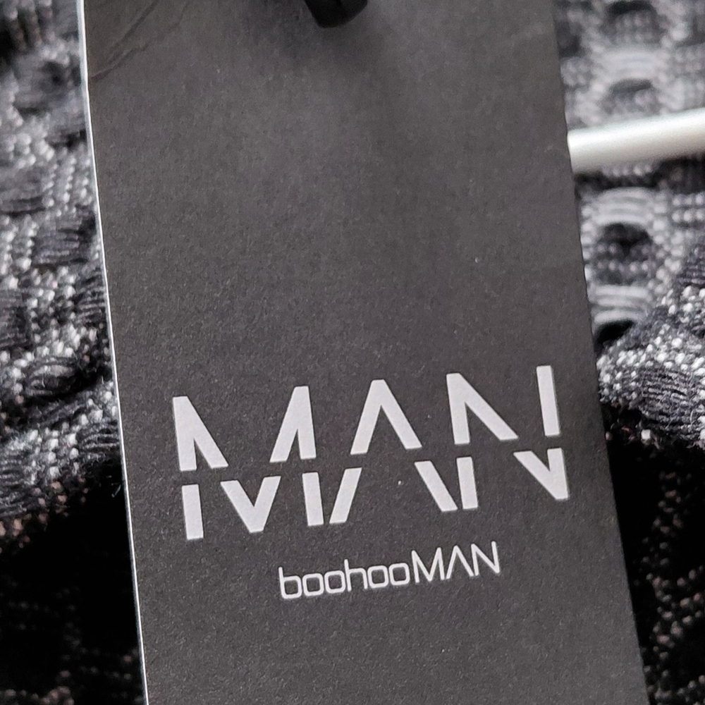 BOOHOO MAN Men's  Black and White Denim Textured Zipper Front Jacket - M - Picture 5 of 7